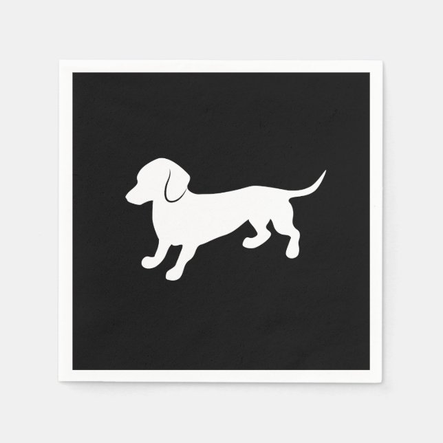Serviette En Papier Dachshund Design noir et blanc (Devant)