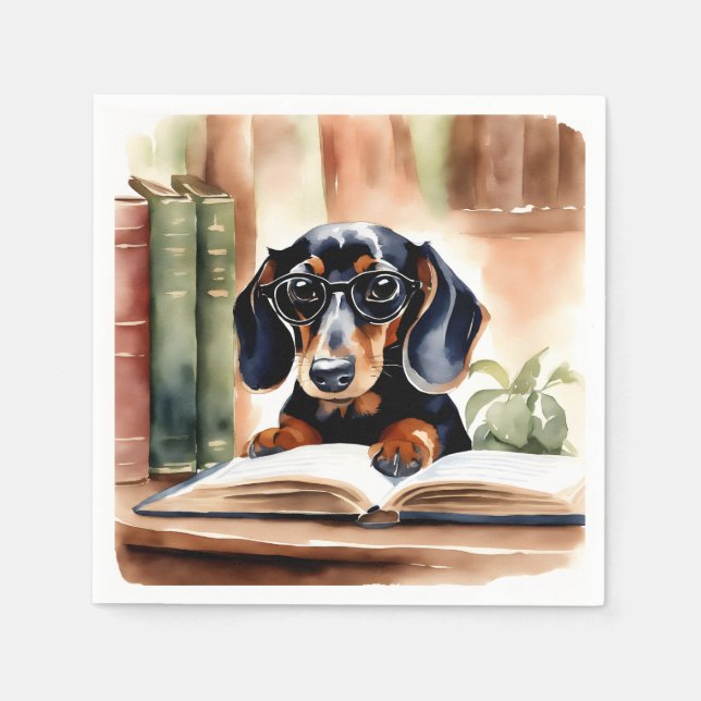 Serviette En Papier Dachshund en aquarelle (Devant)