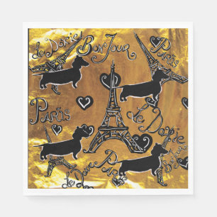 Serviette En Papier Dachshund Gold