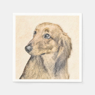 Serviette En Papier Dachshund (Longhaerien) Peinture - Art Chien origi