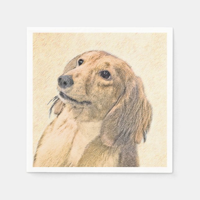 Serviette En Papier Dachshund (Longhaerien) Peinture - Art Chien origi (Devant)