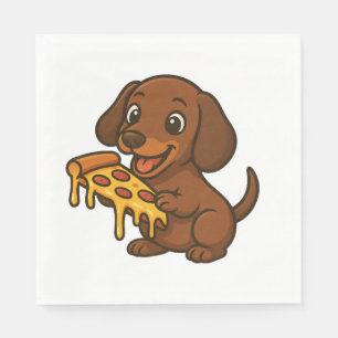 Serviette En Papier Dachshund mignon dessin animé pizza amateur de piz