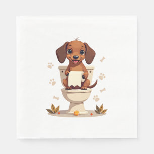 Serviette En Papier Dachshund Mignon Vintage sur Toilettes Dessin Anim