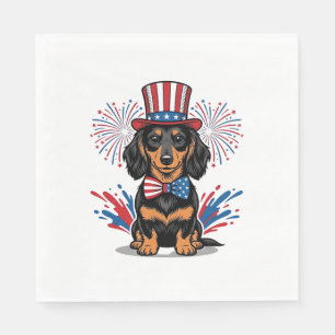 Serviette En Papier Dachshund patriotique feux d'artifice art vectorie