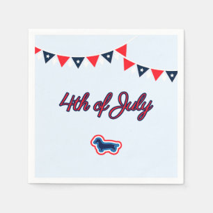 Serviette En Papier Dachshund patriotique rouge blanc et bleu 4 juille
