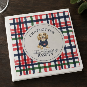 Serviette En Papier Dachshund Premier Anniversaire Vintage Americana C