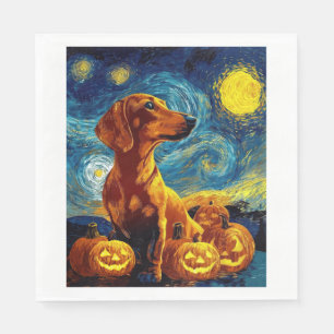 Serviette En Papier Dachshund rouge de la nuit étoilée de Van Gogh Hal