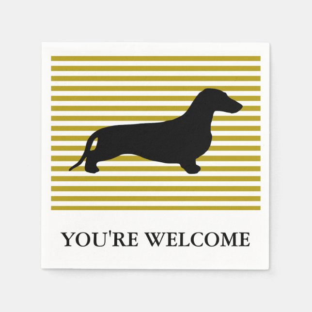 Serviette En Papier Dachshund silhouette noire + vos idées (Devant)