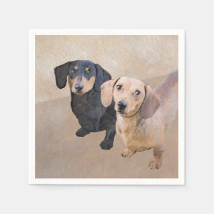 Serviette En Papier Dachshund (Smooth) Peinture - Art Chien original
