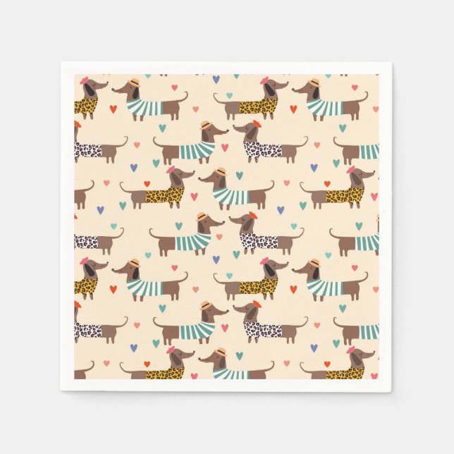 Serviette En Papier Dachshunds amusants en Casquette et pulls (Devant)