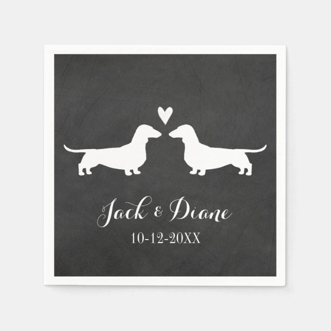 Serviette En Papier Dachshunds Chien Mariage Couple Personnalisé (Devant)