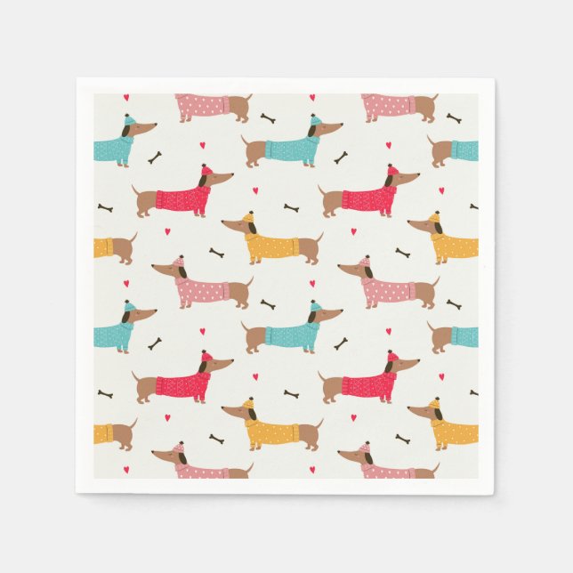 Serviette En Papier Dachshunds en Sweaters Motif de vacances (Devant)