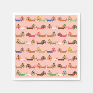 Serviette En Papier Dachshunds sur rose