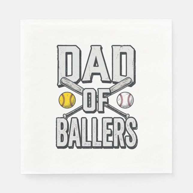 Serviette En Papier Dad of Ballers Softball and Baseball Vintage Shirt (Devant)