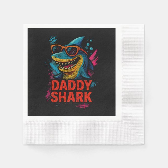 Serviette En Papier Daddy Shark Fêtes des pères cadeaux (Devant)