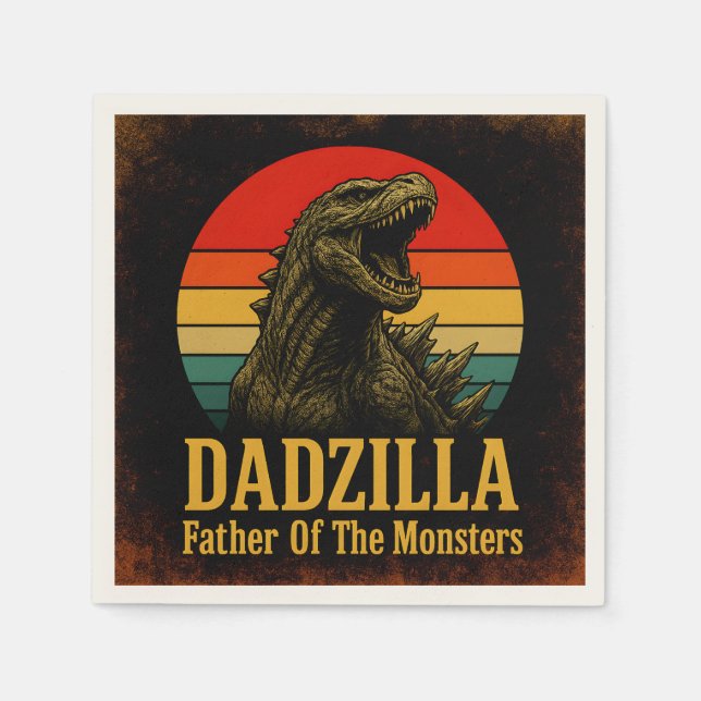 Serviette En Papier Dadzilla Père De La Fête des pères Des Monstres (Devant)