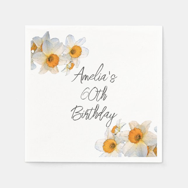 Serviette En Papier Daffodique de printemps N'importe quel âge Anniver (Devant)
