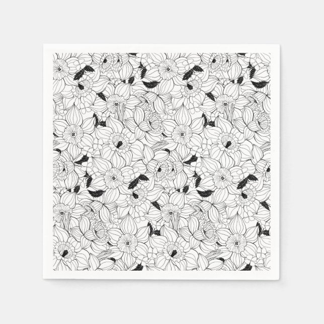 Serviette En Papier Daffodiques motif floral printanier (Devant)