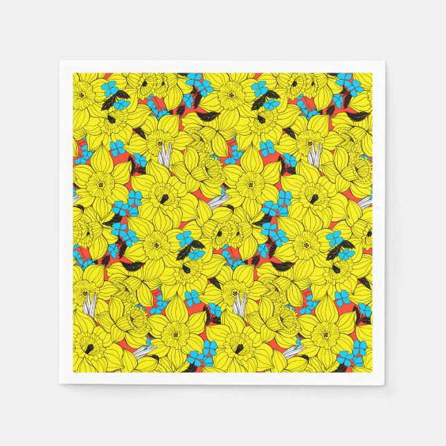 Serviette En Papier Daffodiques motif floral printanier (Devant)