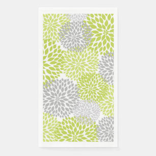 Serviette En Papier Dahlia Bouquet - gris chartreuse