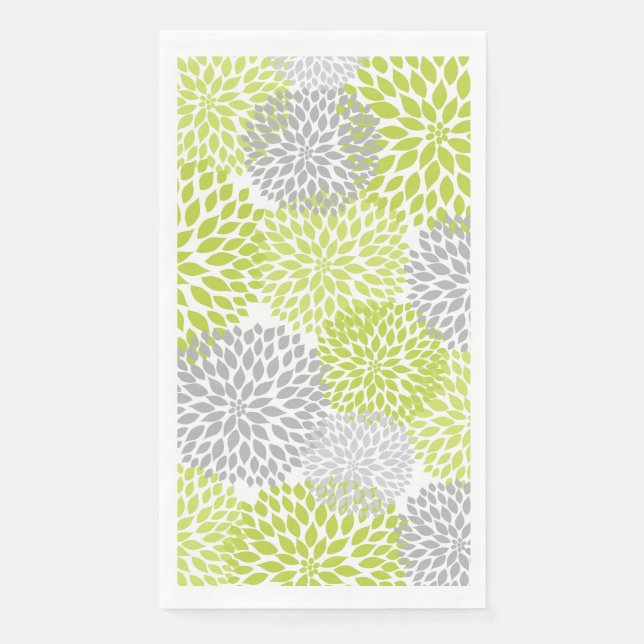 Serviette En Papier Dahlia Bouquet - gris chartreuse (Devant)
