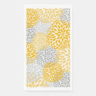Serviette En Papier Dahlia Bouquet - moutarde jaune gris