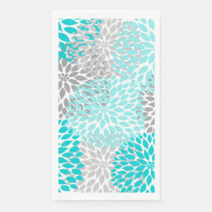 Serviette En Papier Dahlia Bouquet - Papier gris turquoise Serviettes