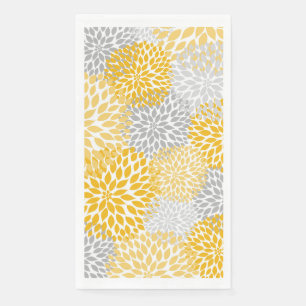 Serviette En Papier Dahlia Bouquet - Papier jaune moutarde serviettes