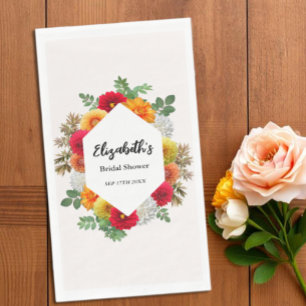 Serviette En Papier Dahlia d'automne Floral Mariage Fête de Fiançaille
