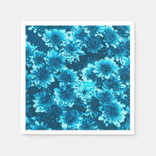 Serviette En Papier Dahlia Motif graphique moderne, Indigo Blue
