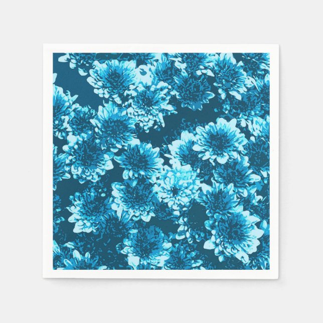 Serviette En Papier Dahlia Motif graphique moderne, Indigo Blue (Devant)
