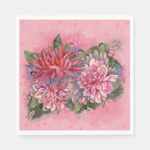 Serviette En Papier Dahlia rose Fleurs Vintages