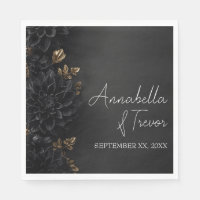 Dahlias noirs & floraux lunaires dorés Nom personn