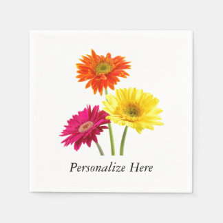 Serviette En Papier Daisies Gerbera Nature