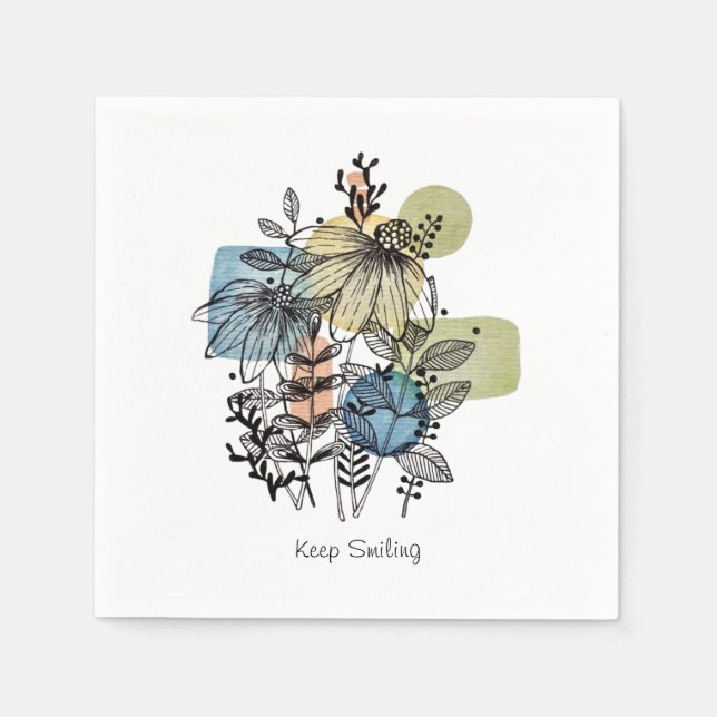 Serviette En Papier Daisy Doodle In Ink and Watercolor (Devant)