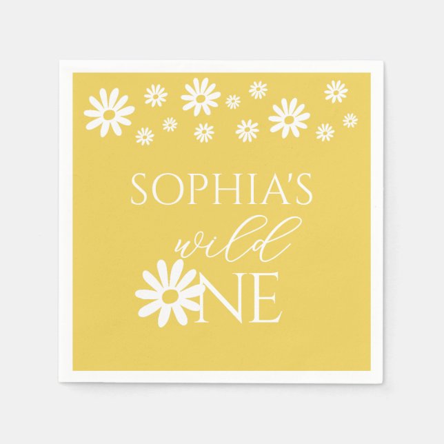 Serviette En Papier Daisy Floral Blush Wild One Girl 1st Birthday (Devant)