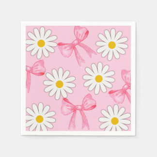 Serviette En Papier Daisy Flower and Bow Napkin