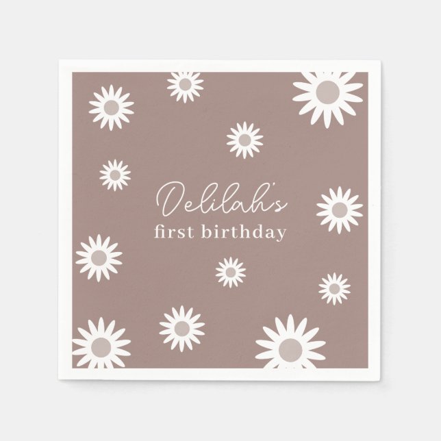 Serviette En Papier Daisy Invitation d'anniversaire (Devant)