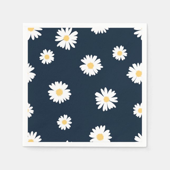 Serviette En Papier Daisy On Blue Motif (Devant)