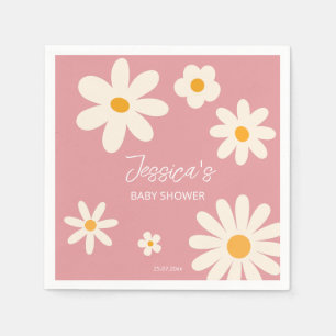 Serviette En Papier Daisy rétro rose baby shower boho