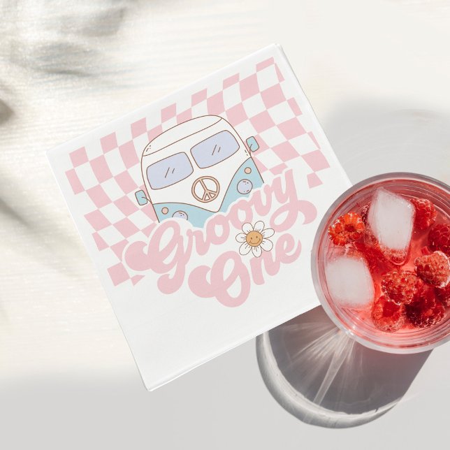 Serviette En Papier Daisy & Retro Van Pink Super 1er anniversaire (Créateur téléchargé)