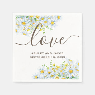 Serviette En Papier Daisy. Rustic Flowers. Mariage floral