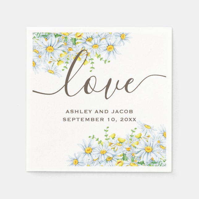 Serviette En Papier Daisy. Rustic Flowers. Mariage floral (Devant)