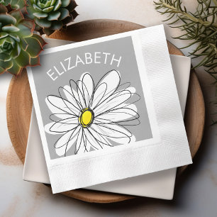 Serviette En Papier Daisy tendance avec fête gris et jaune