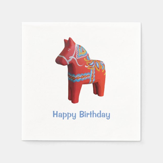 Serviette En Papier Dala Horse Anniversaire Papier Napkins (Devant)