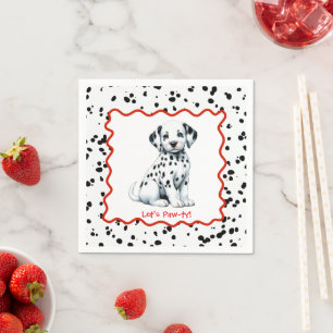 Serviette En Papier Dalmatie Imprimer Anniversaire Black and White p
