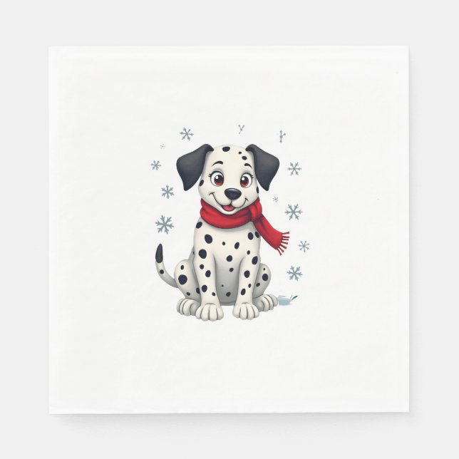 Serviette En Papier Dalmatie Snowy Fun chien (Devant)