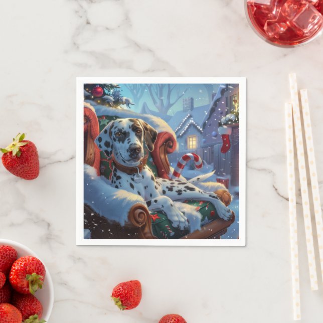 Serviette En Papier Dalmatien Fête de Noël (En situation)
