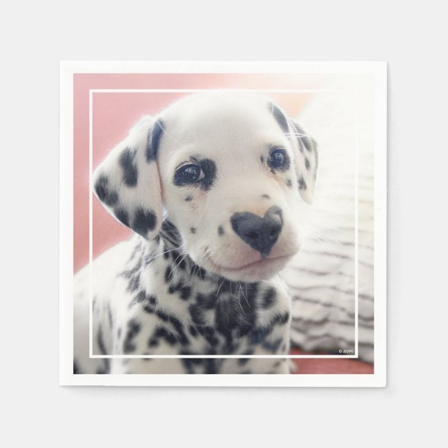 Serviette En Papier Dalmatien Nez en Coeur (Devant)