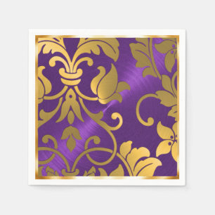Serviette En Papier Damas d'or et de violet